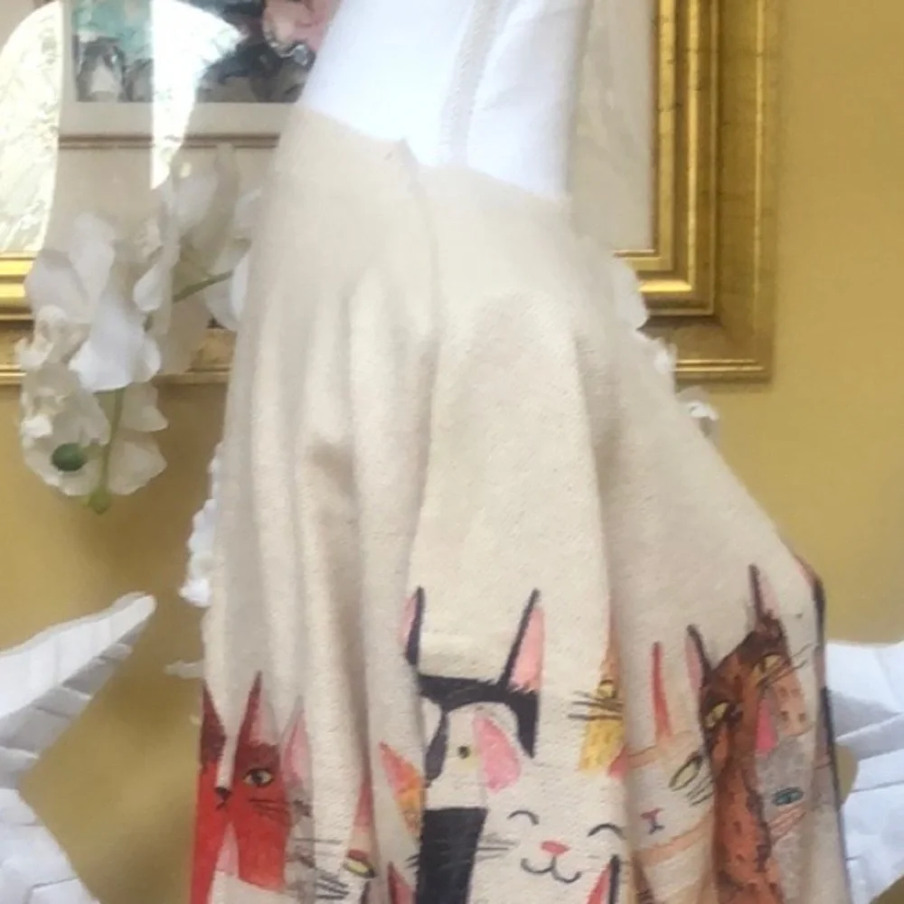 Womens Plus Size All Over Cat Party Print Long Sleeve Pullover Sweater Size XXL